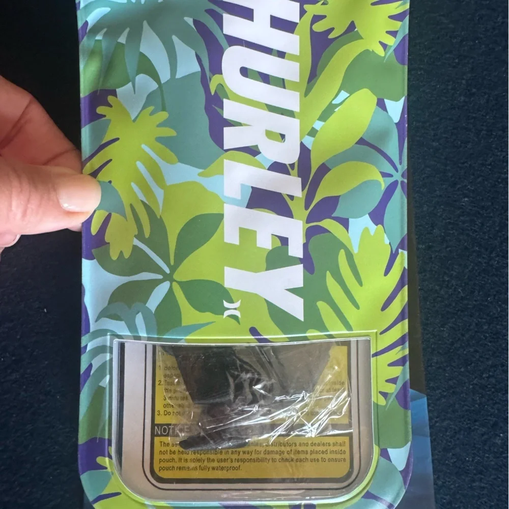 Hurley Blue/green tropical Case w/ lanyard🌴Durable Protective waterproof Cover💦